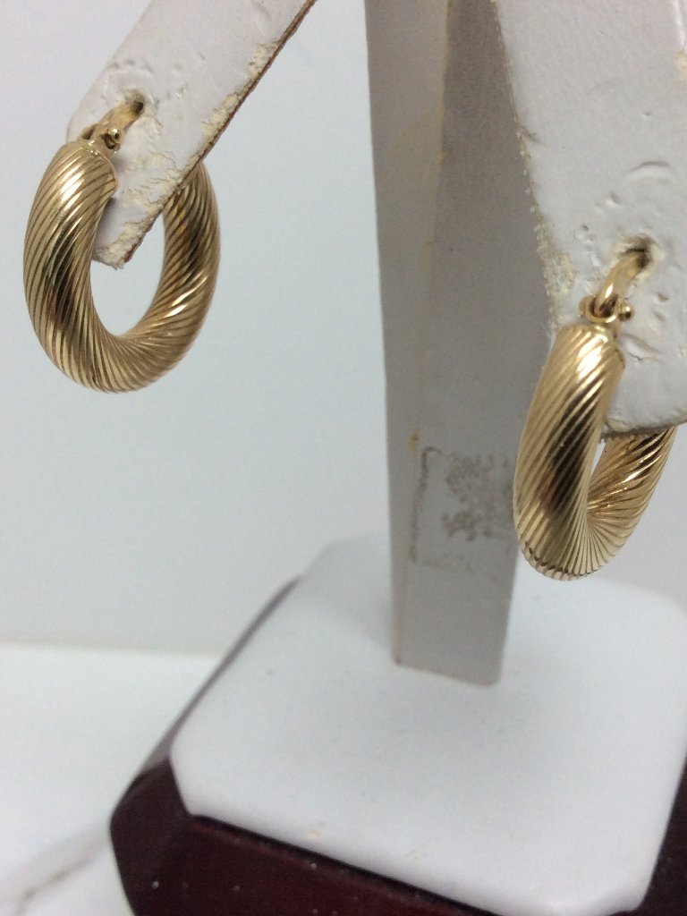14k Yellow Real Gold Fancy Etched Hoops Earrings 230gr 735$